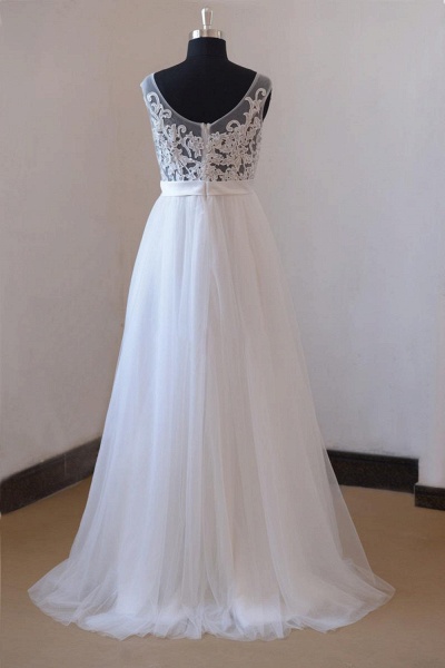 Amazing Appliques Tulle A-line Wedding Dress_3