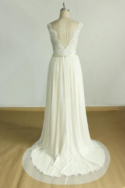 Affordable Lace Tulle A-line Wedding Dress_3