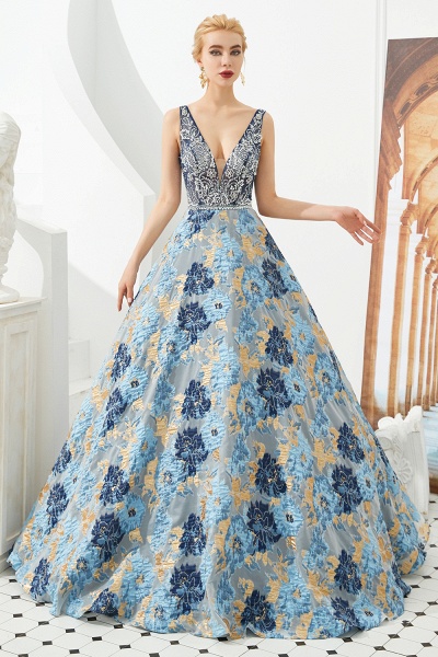 Beautiful V-neck Satin A-line Prom Dress_2