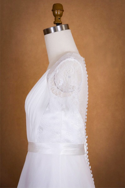 Ruffle Short Sleeve Lace Chiffon Wedding Dress_6