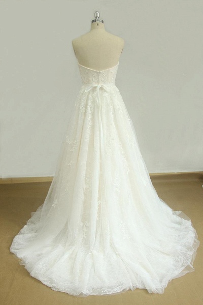 Strapless Appliques Tulle A-line Wedding Dress_3