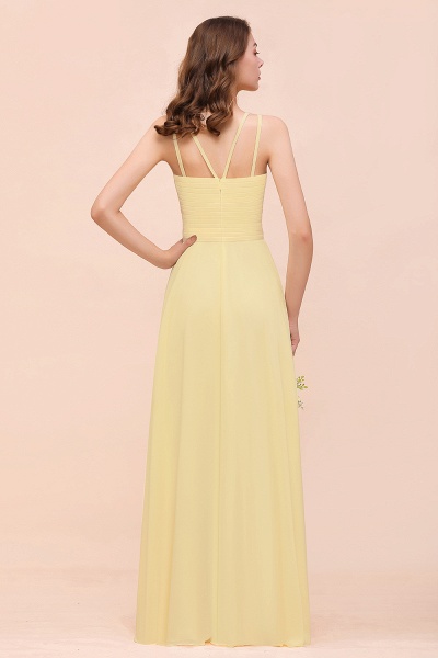 Affordable Long A-line Jewel Chiffon Daffodil Bridesmaid Dress with Ruffle_3