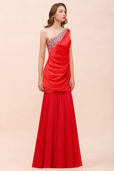 Chic Long One Shoulder Beading Ruffle Bridesmaid Dress with Detachable Skirt_4
