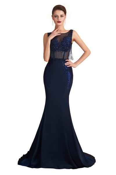 Fascinating Jewel Satin Mermaid Prom Dress_1