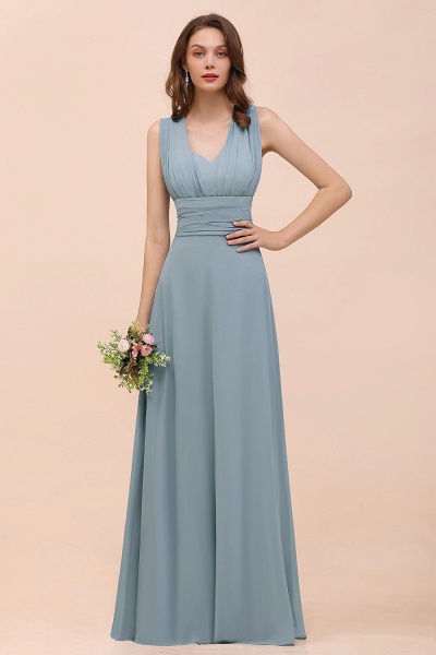 Classy A-Line Wide Straps Floor-length Chiffon Bridesmaid Dresses With Ruched_1