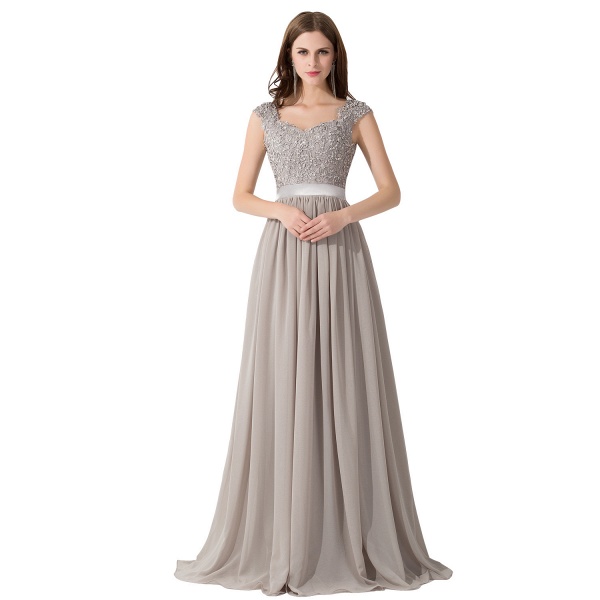 A-line V Neck Appliques Chiffon Bridesmaid Dress | Cocosbride