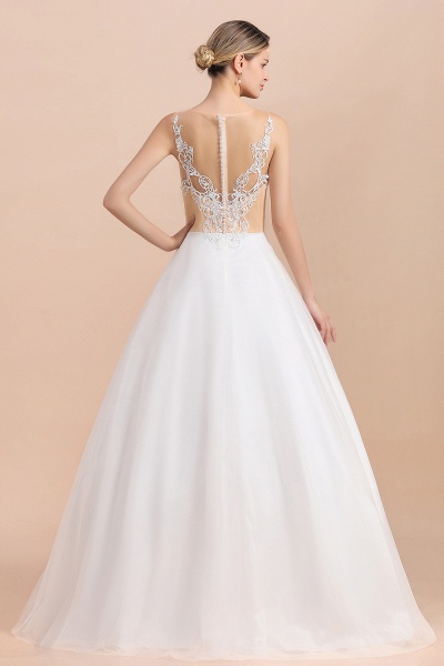 Graceful Illusion Lace Tulle A-line Wedding Dress_3