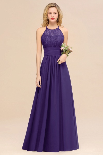 BM0766 Elegant Halter Ruffles Sleeveless Grape Lace Bridesmaid Dresses Affordable_19