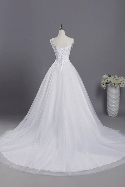 Beading Appliques Lace A-line Tulle Wedding Dress_3