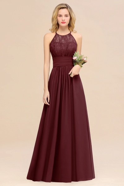 BM0766 Elegant Halter Ruffles Sleeveless Grape Lace Bridesmaid Dresses Affordable_10