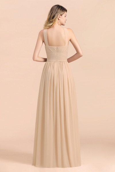 A-Line Sleeveless Soft Chiffon Backless Floor-length Bridesmaid Dress With Ruched_3