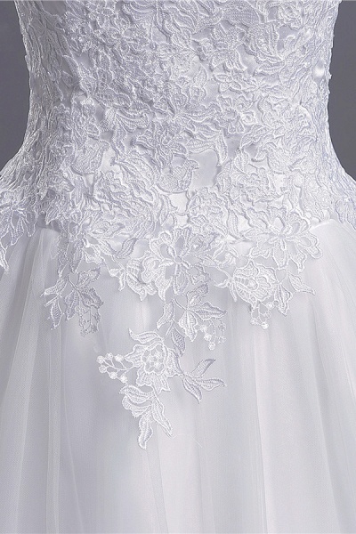 Beading Appliques Lace A-line Tulle Wedding Dress_6