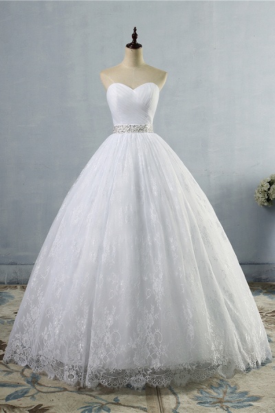 Chic A-line Lace Chiffon Floor Length Wedding Dress_1
