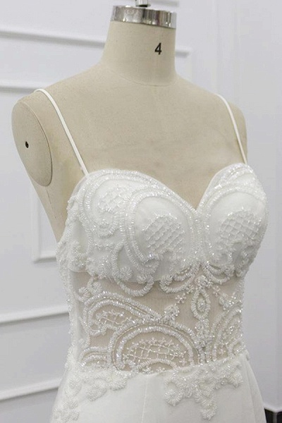 Chic Spaghetti Strap Beading Mermaid Wedding Dress_7