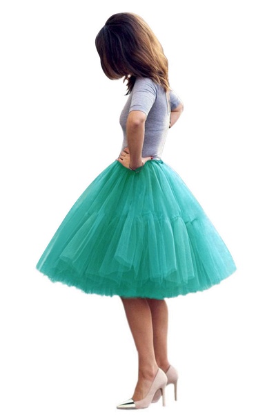 Women Princess Tutu Tulle Midi Knee Length Skirt Underskirt_49