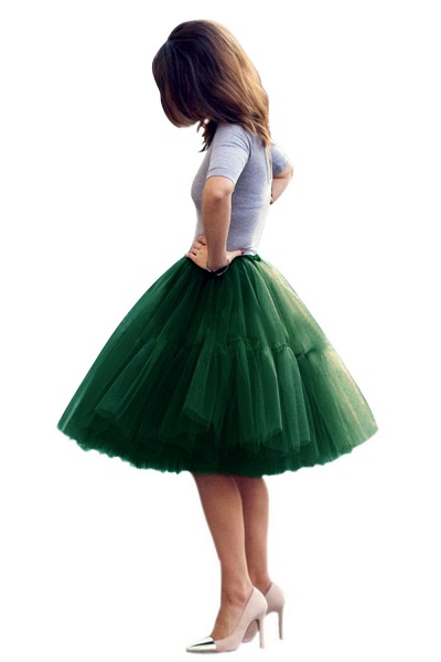 Women Princess Tutu Tulle Midi Knee Length Skirt Underskirt_16