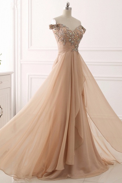 Long A-Line Off-the-shoulder Crystal Beading Ruffles Chiffon Prom Dress_2