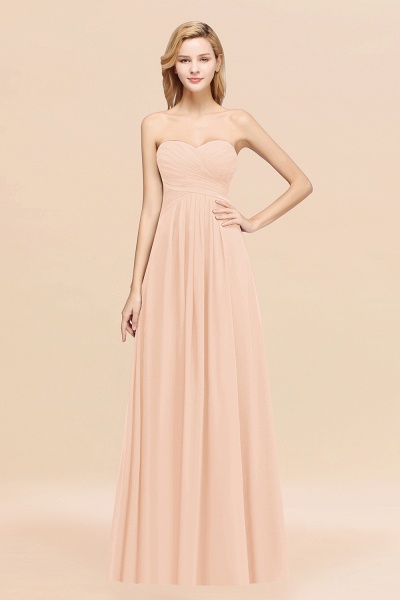 A-line Chiffon Sweetheart Strapless Ruffles Floor-length Bridesmaid Dress_5