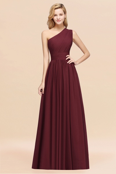 Elegant A-Line Burgundy Chiffon One-Shoulder Sleeveless Ruffles Floor-Length Bridesmaid Dresses_10