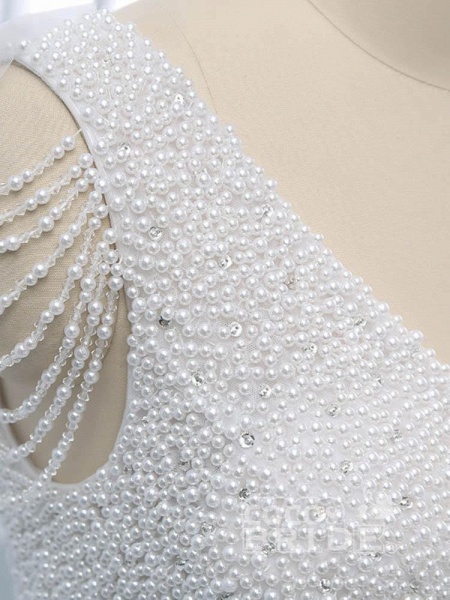 Beautiful V-neck Pearls Princess Wedding Dresses_6