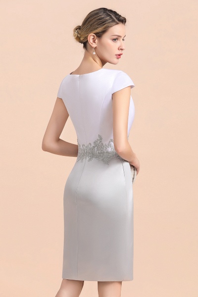 Silve Lace Appliques Short Knee-Length Mother Of the Bride Dress_12