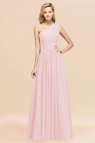 Elegant A-Line Burgundy Chiffon One-Shoulder Sleeveless Ruffles Floor-Length Bridesmaid Dresses_3