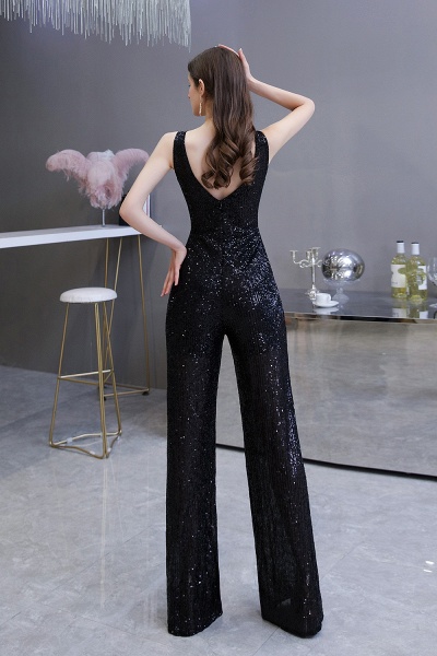 Sexy Shining V-neck Sleeveless Prom Jumpsuit with Silver Sequins_15