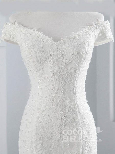 Beading Appliques Lace-up Mermaid Wedding Dresses_4