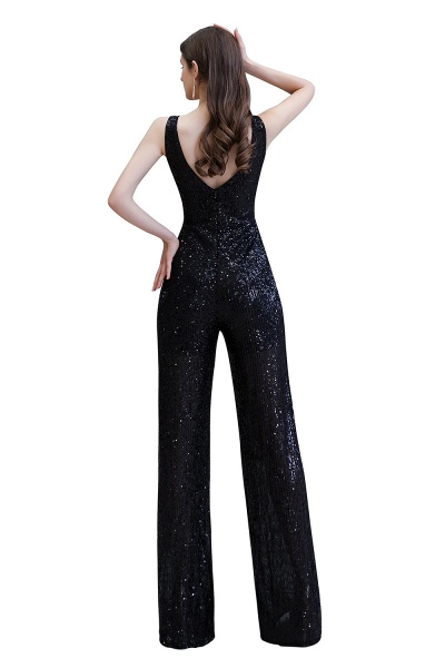 Sexy Shining V-neck Sleeveless Prom Jumpsuit with Silver Sequins_30