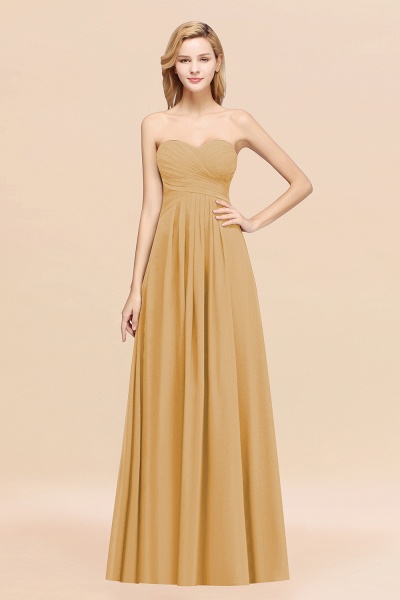 A-line Chiffon Sweetheart Strapless Ruffles Floor-length Bridesmaid Dress_13