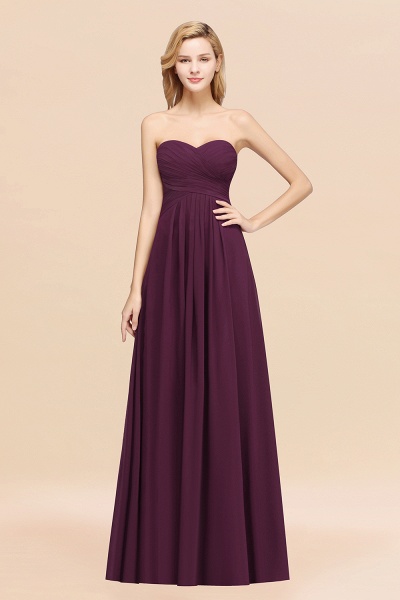 A-line Chiffon Sweetheart Strapless Ruffles Floor-length Bridesmaid Dress_20