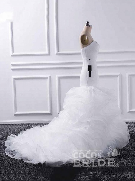 Elegant sweetheart Mermaid Tulle Wedding Dresses_3