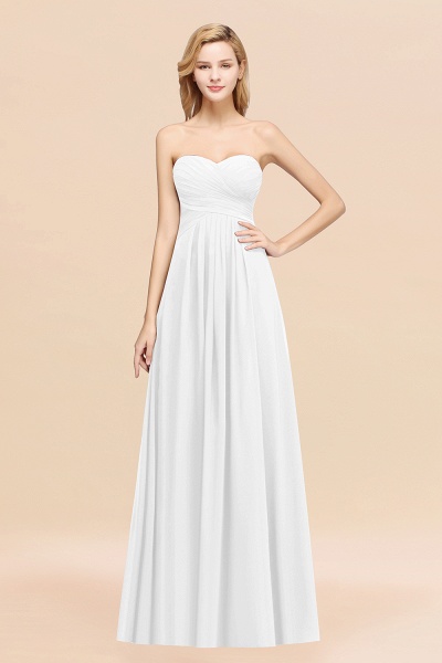 A-line Chiffon Sweetheart Strapless Ruffles Floor-length Bridesmaid Dress_1