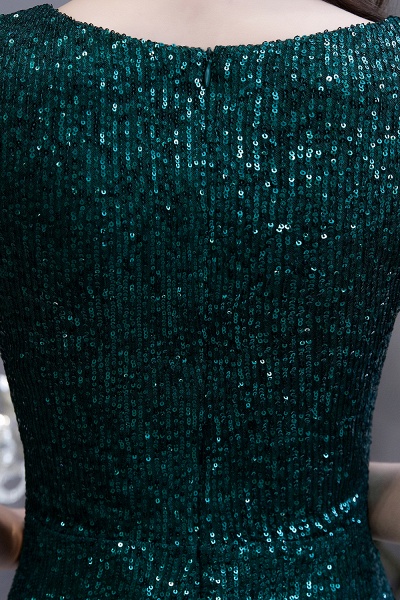 Elegant Cap Sleeve Green Sequins Long Prom Dress_15