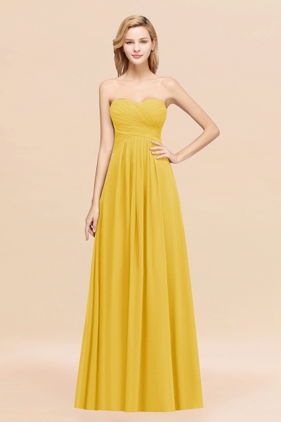 A-line Chiffon Sweetheart Strapless Ruffles Floor-length Bridesmaid Dress_17