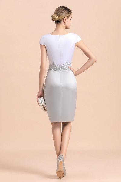 Silve Lace Appliques Short Knee-Length Mother Of the Bride Dress_10