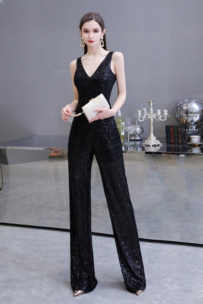 Sexy Shining V-neck Sleeveless Prom Jumpsuit with Silver Sequins_19