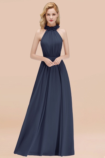 A-line Chiffon Halter Sleeveless Ruffled Floor Length Bridesmaid Dresses_39