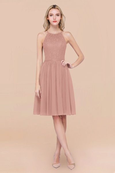 A-line Chiffon Lace Jewel Sleeveless Knee-Length Bridesmaid Dresses with Ruffles_6