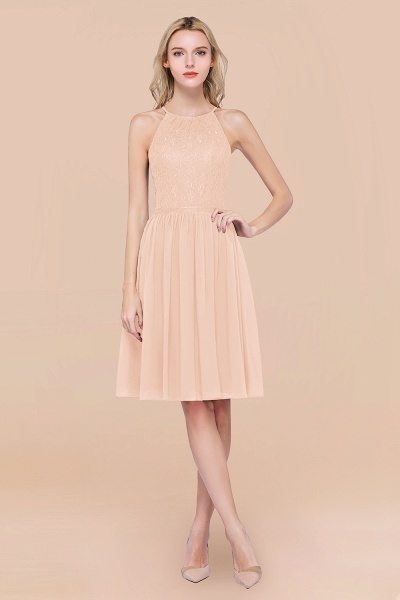 A-line Chiffon Lace Jewel Sleeveless Knee-Length Bridesmaid Dresses with Ruffles_5