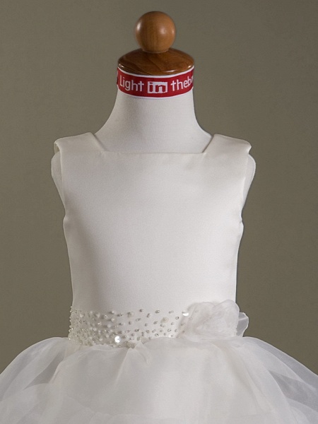 Prinzessin / Ballkleid / A-Linie Tee-Länge Hochzeit / Erstkommunion Blumenmädchenkleider - Organza / Satin Ärmellos Rechteckiger Ausschnitt mit Perlenstickerei / Blume / Frühling / Sommer / Herbst / Winter_4