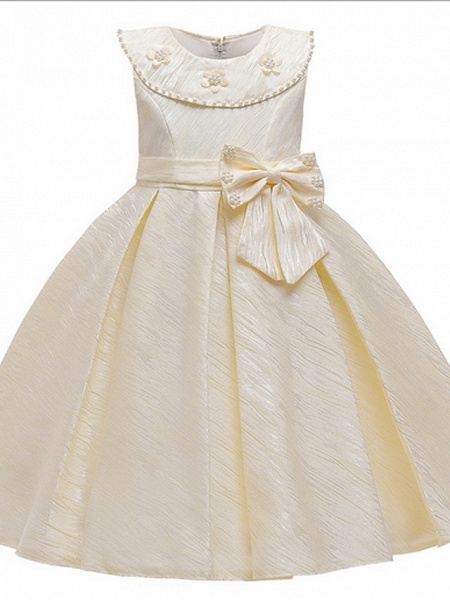 Ball Gown Ankle Length Pageant Flower Girl Dresses - Polyester Sleeveless Jewel Neck With Appliques_3