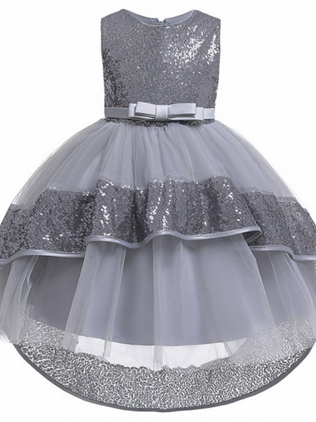 Ball Gown Ankle Length Pageant Flower Girl Dresses - Polyester Sleeveless Jewel Neck With Bow(S) / Appliques_2