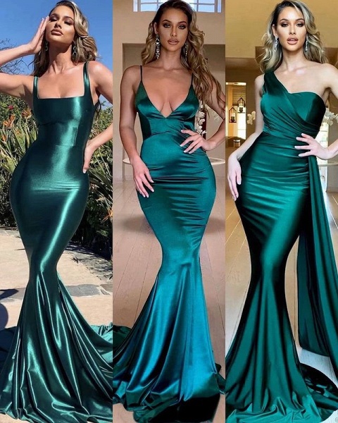 Charming One Shoulder Floor-length Mermaid Prom Dress With Side Train_2