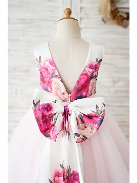 Ball Gown Knee Length Wedding / Birthday Flower Girl Dresses - Tulle Sleeveless Jewel Neck With Bow(S)_4