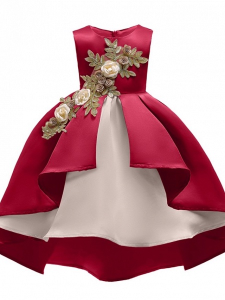 Ball Gown Ankle Length Pageant Flower Girl Dresses - Polyester Sleeveless Jewel Neck With Appliques_1