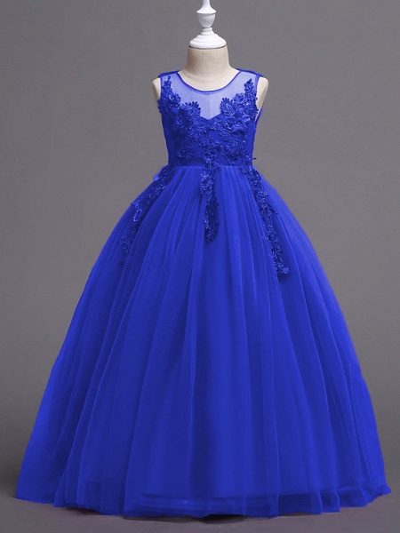 Princess Lace Tulle Floor Length Flower Girl Dresses for wedding_7