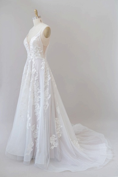 SD1959 Spaghetti Strap Lace Appliques Tulle Wedding Dress_1
