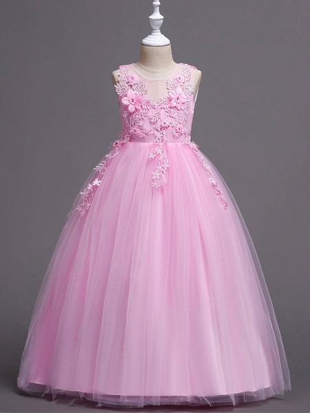 Princess Lace Tulle Floor Length Flower Girl Dresses for wedding_1