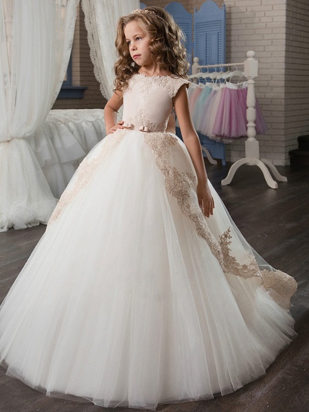 Princess Sweep / Brush Train Girls Dresses For Weddings_1